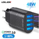 USLION 48W 4 Ports LED 3A Quick USB Charger