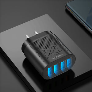 USLION 48W 4 Ports LED 3A Quick USB Charger