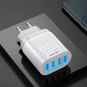 USLION 48W 4 Ports LED 3A Quick USB Charger