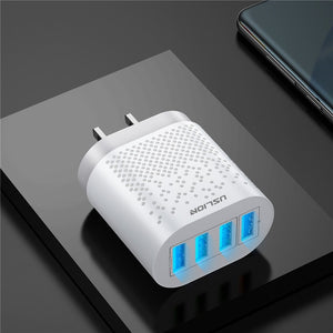 USLION 48W 4 Ports LED 3A Quick USB Charger